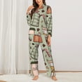 thumbnail image 3 of Kll Coffee Print Women'S Long Sleeve Pajamas With Pants Sleepwear Loungewear 2 Set-Xx-Large, 3 of 9