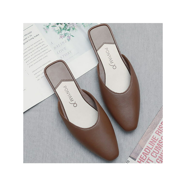 Women Graphic Pattern Point Toe Flat Mules, Fashion Outdoor Flats