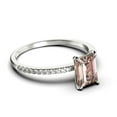 thumbnail image 2 of Art deco 2.00 Carat Emerald Cut Morganite And Diamond Moissanite Engagement Ring Set, Wedding Ring in 10k Solid White Gold, Feminine Gift, Promise Ring, Anniversary Gift, 2 of 3