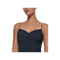 thumbnail image 3 of DKNY Robe Formelle pour Femmes Bleu Marine Froncée à Fermeture Éclair Doublée à Bretelles Spaghetti à Col en V Pleine Longueur 12, 3 of 4