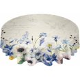 thumbnail image 6 of Blue Spring Floral Round Tablecloth 60 Inch - Summer Botanical Waterproof Fabric Table Cloth Protector, Flowers Vintage Tablecloths Washable Table Cover for Kitchen Banquet Coffee Table, 6 of 6