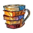 thumbnail image 2 of Taza de café con forma de libros apilados pintados, 260 ml, 9 x 9 x 12 cm, novedosa, multiusos, para amantes de la literatura, adorno de escritorio de, 2 of 8
