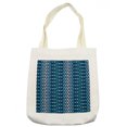 thumbnail image 1 of Geometric Tote Bag, Continuous Pattern of Heart Shapes for Valentines Day in Blue Tones, Cloth Linen Reusable Bag for Shopping Books Beach and More, 16.5" X 14", Cream, by Ambesonne, 1 of 2