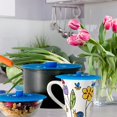 thumbnail image 2 of Tapas de silicona para tazones, color azul, juego de 5 cubiertas reutilizables con sello de succión para tazones, ollas y tazas. Alimentos seguros. Agarre natural, asas entrelazadas para un fácil uso, 2 of 5