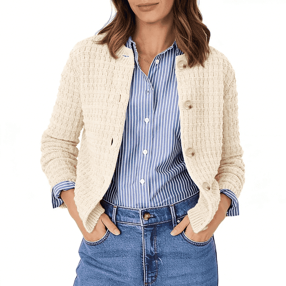 Women's Knit Cardigan Sweaters Casual Long Sleeve Open Front Button Down Jackets