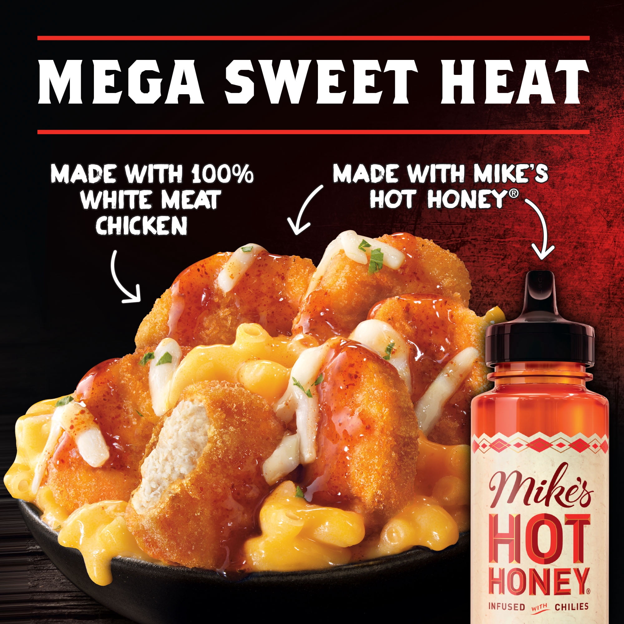 Banquet MEGA Bowls Mike's Hot Honey Chicken Mac 'n Cheese, Frozen Meal, 13.85 oz.
