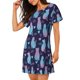 thumbnail image 2 of Easygdp Silhouette Cats Camisón de manga corta para mujer, informal, estampado, 2 of 6