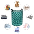 thumbnail image 6 of Balery Aquamarine Glitter Round Laundry Basket with Handles Waterproof Freestanding Laundry Hamper for Clothes Toys in the Dorm and Family-Medium, 6 of 8