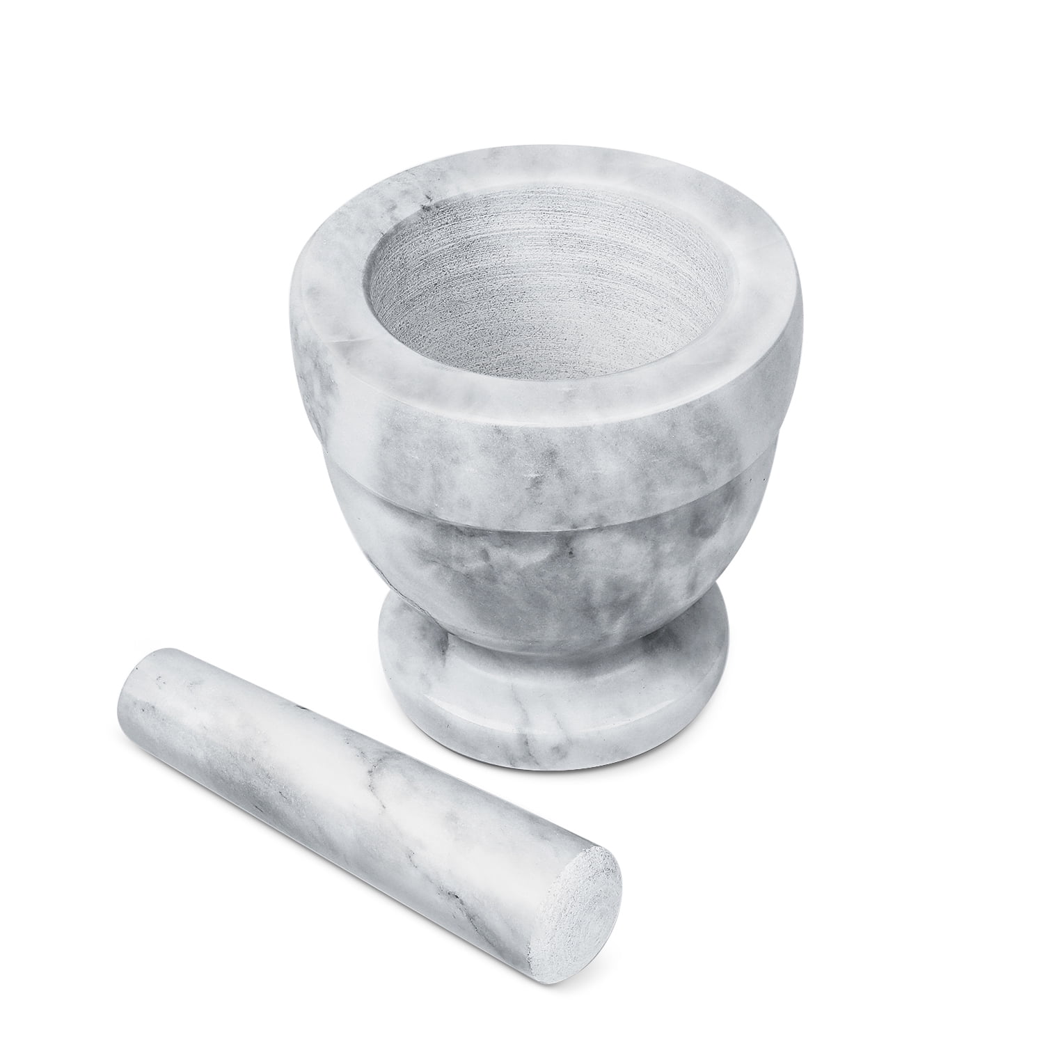 Mortar and Pestle Set, White Solid 4 inch Heavy Granite Molcajete