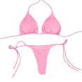 thumbnail image 1 of Traje Baño Dos Piezas Con Cuello Halter para Mujer Traje Baño Tanga Sexy Sólido Con Cordones Spandex (rosa), 1 of 6