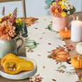 thumbnail image 4 of ERUNPONLY Orange Green Pumpkins Fall Table Runner - 36 Inch Long Thanksgiving Floral Botanical Rustic Cotton Linen Dress Scarves Farmhouse Table Runner for Kitchen Dining, Coffee Table, 13" x 36", 4 of 8