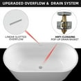 thumbnail image 3 of 59" x 29.5" Oval Freestanding Soaking Flat Bottom Bath Tub with Center Drain in Glossy White, 3 of 4