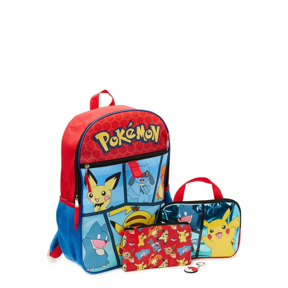 Pokemon 16" Laptop Backpack and Lunch Bag Set, 4-Piece, Multicolor