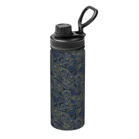 

Fuzoiu Golden Peonies Print 18oz Sports Insulated Kettle Stainless Steel Vacuum Water Bottle Leakproof Sport Flask
