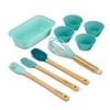 Thyme & Table Mini Kitchen Utensil Set with Whisk, Spatula, Mini Loaf Pan, Cupcake Liners, 11 Pieces, Teal
