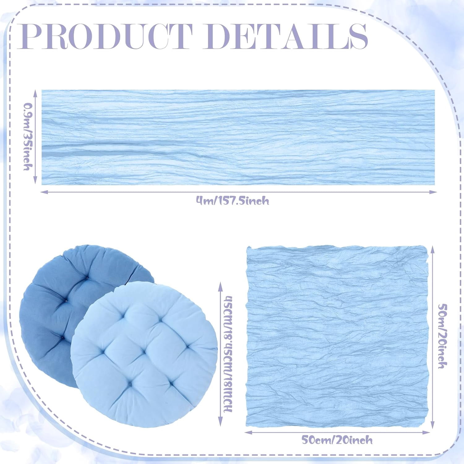 91 x 71'' Extra Large Outdoor Picnic Blanket with Blue Picnics Table Runner 6 Napkins and 6 Blue Floor Pillows Cushions for Picnic Party Camping Wedding Bachelorette Birthday Baby Shower Decor