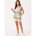 thumbnail image 2 of DARING DIVA Women's 2-Piece Rainbow Tank Tops with Shorts Stripe Pajama Set 3XL Brown, 2 of 6