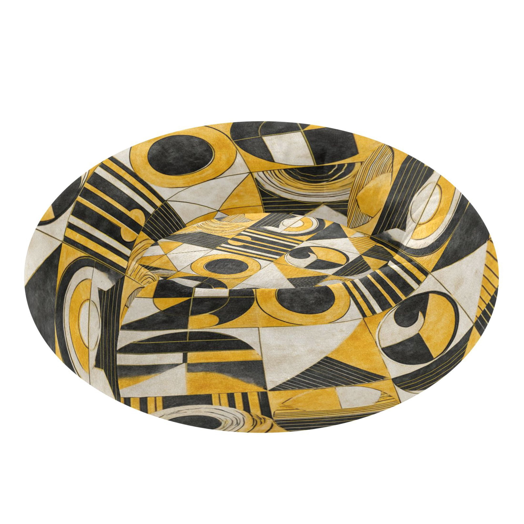 Iauyy Pet Couch Donut Cat Bed for Indoor Cats/Small Dogs Washable & Machine with Non-slip Bottom Calming Cat Furniture, Yellow and Black (M)
