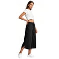 thumbnail image 5 of Barrel Pants for Women Cropped Linen Capris Petite Drawstring Wide Leg Cotton 2026 Casual Summer Boho Baggy Palazzo Pull On Trousers Black 2XL, 5 of 7
