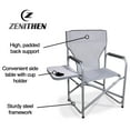 thumbnail image 4 of Folding Camping Chair with Side Table - Portable Outdoor Director's Chair for Sports, Beach, Hiking - Lightweight, 225lb Capacity - Light Grey, 4 of 5