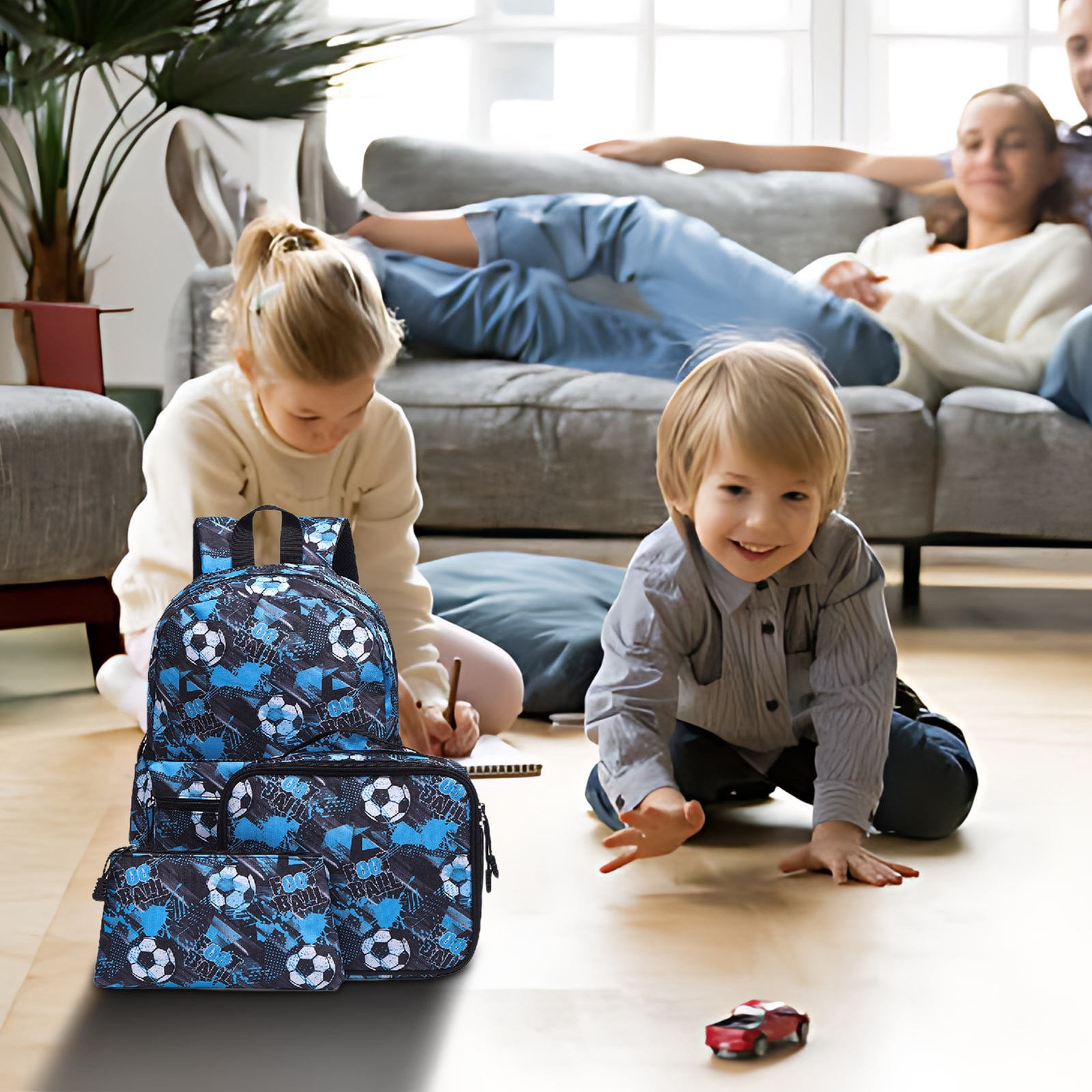 Backpack for Young Adults 3-Piece Set with Pencil Case Durable for 1-3 Grade Collage Users