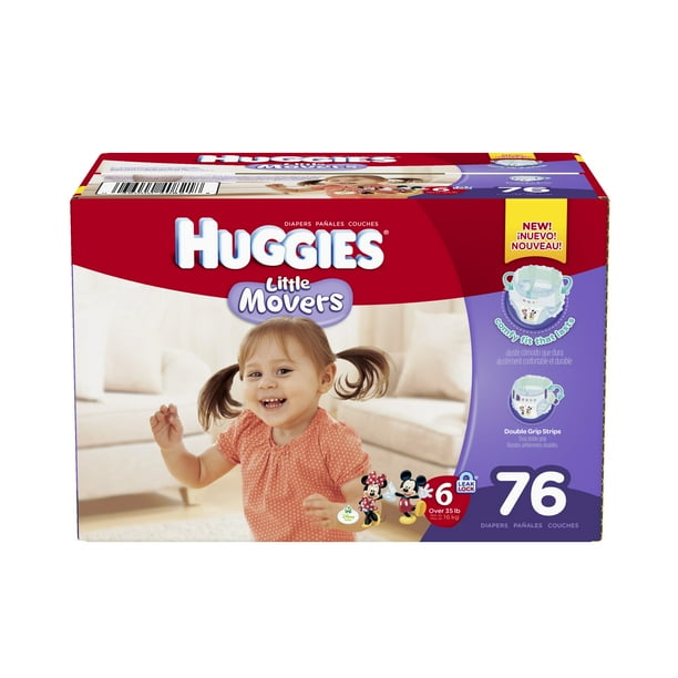 HUGGIES Little Movers Diapers, Size 6, 76 Diapers