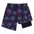 thumbnail image 4 of Favoffer Big Boys Swim Trunks Palm Tree Print Double Layer Quick Dry Breathable Elastic Waist Beach Shorts Knee Length Bottoms for Seaside Surfing Vacation Camping Outdoor Travel 5-15Y, 4 of 6
