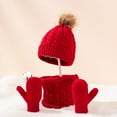 thumbnail image 4 of 0-36 Month Children Woolen Hat Twisting Pattern Skin-friendly Simple Warm Knitted Hat Circle Scarf Gloves Suit for Going Out, 4 of 10