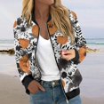thumbnail image 2 of Women's Pink Bat Print Bomber Jacket Lightweight Casual Zip-Up Coat with Ribbed Cuffs and Hem, 2 of 5