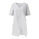 thumbnail image 5 of Fnochy - Camisetas de verano para mujer, de algodón, de color liso, informales, de cuello redondo, manga 3/4, holgadas, básicas y bonitas, 5 of 7