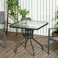 thumbnail image 2 of Outsunny Outdoor Dining Table with Umbrella Hole Tempered Glass Top Black, 2 of 10