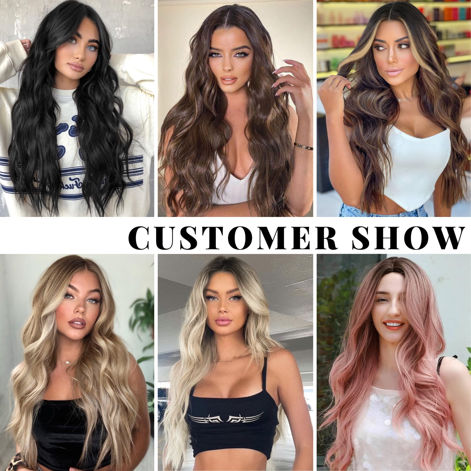 MORICA Long Wavy Wig 26 Inch Ombre Blonde Synthetic Heat 