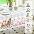 thumbnail image 4 of Spring Easter Tablecloth Rectangle, Flower Bunny & Eggs Buffalo Plaid Decorative Table Cloths Stain Resistant Fabric Table Cover for Dinner/Party/Picnic/Indoor/Outdoor (Grey, 60 x 84 Inch), 4 of 6