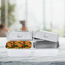 4 Packs Stainless steam Hotel pan，1/3 Size x 6" Deep，0.35cm Thick Stainless Steel Hotel Pan Anti Jam Steam Table Pan with Lid (1/3 Size x 6" Deep)