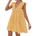 thumbnail image 4 of Deep V-Neck Women Floral Print Puff Sleeve Mini Dress, 4 of 5