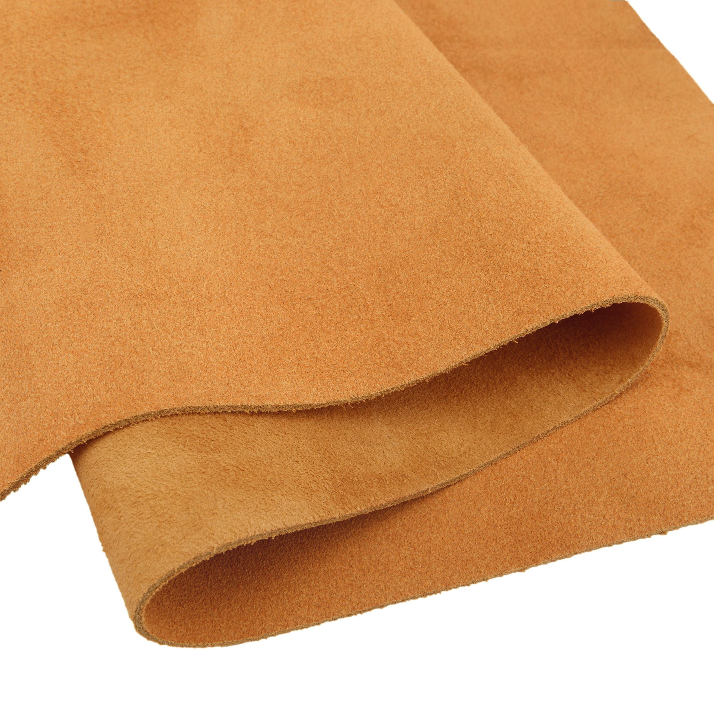 Genuinue Suede Leather Skin Square for Craft Hobby DIY Gift Leather Pieces 1.5MM-2.0MM Thickness / Yellow