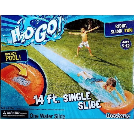 H20 GO Inflatable Single Water Slide 14 Ft with Drench Pool