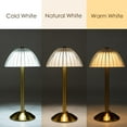 thumbnail image 2 of Yanyu 12" Modern Cordless Brass Gold Table Lamp with White Pleated Acrylic Shade, 2 of 6