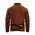 thumbnail image 4 of safuny Loose Fleece Tops for Men Fashion Solid Color Pullover Quarter Zipper Stand Collar Shirts Relaxed Outwear Casual Sweatshirts Long Sleeve Tees Fall Brown L, 4 of 5