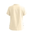 thumbnail image 6 of Women's V-Neck Button-Up Short Sleeve Blouse with Side Slit Detail, 6 of 7