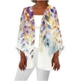 thumbnail image 2 of Axiiglly Cardigan for Women Plus Size Lightweight Cardigans Autumn Casual Comfy Puff Sleeve Open Front Tops Floral Print Loose Swim Beach Bathing Suit Cover Up, 2 of 5
