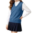 thumbnail image 3 of Husipze Sleeveless Sweater Vest for Girl Knit School Uniform Pullover Lightweight Breathable Preppy Layering Top Navy 5-6 Years, 3 of 9