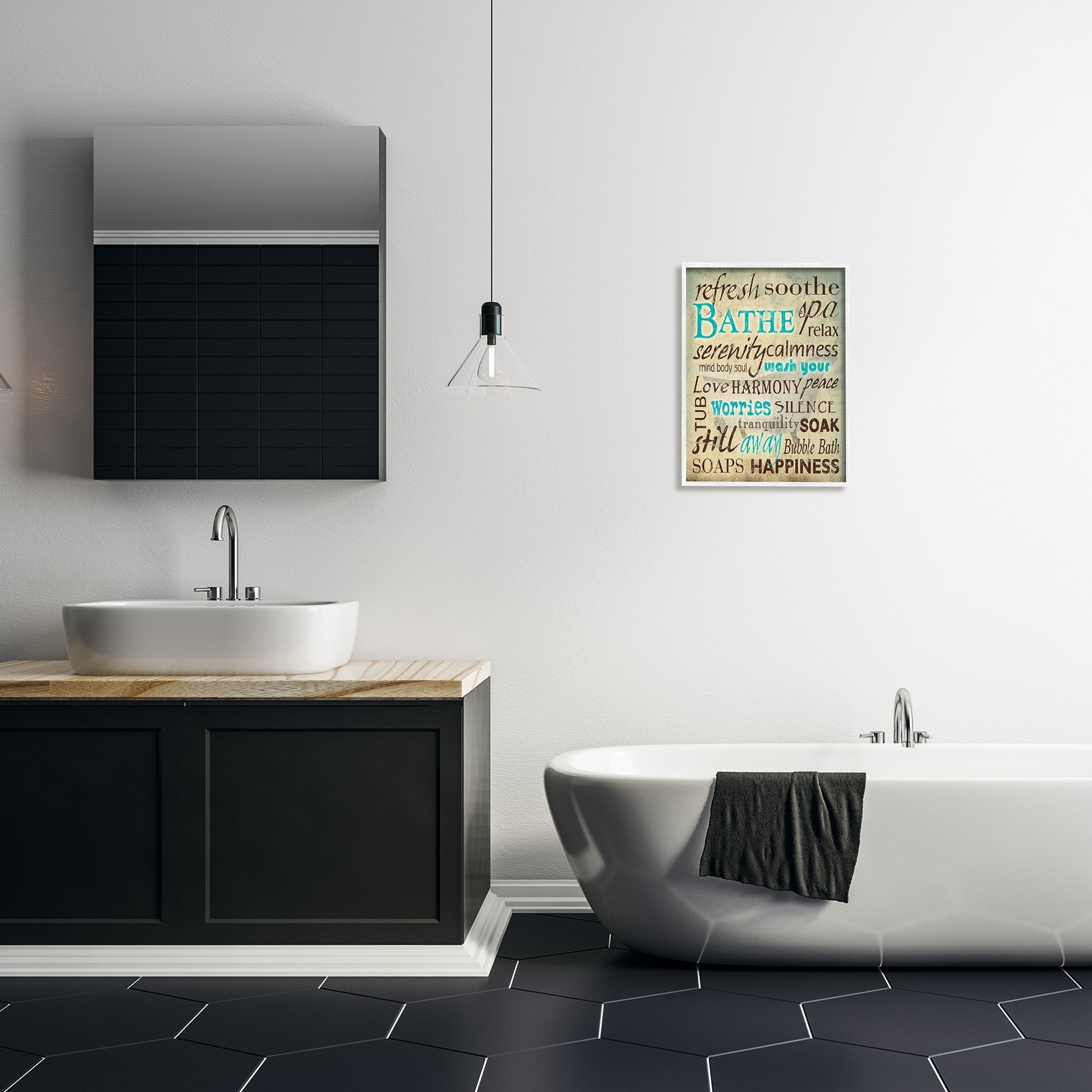 Stupell Industries Bathe Was Your Worries Typography Bathroom, 16 x 20,Design by Carole Stevens