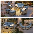 thumbnail image 6 of Ovios 6 Pieces Outdoor Furniture Set High Back All-Weather Wicker Patio Conversation Set with Ottomans & Solar Light Coffee Table, Denim Blue, 6 of 11