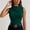 Dark Green, variant on Women’s Sleeveless Mock Neck Top, Ruched Slim Fit Solid Tank Blouse, Soft Stretchy Casual Basic Shirt For Summer Daily Wear Black L