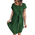 thumbnail image 1 of Vestido de manga corta Moda Casual Lavable a máquina Vestido de mujer transpirable y agradable para la piel para verano Verde M, 1 of 4