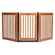 32" Highlander - 3 Panel Walk Through Free Standing Wood Pet Gate - Artisan Bronze
