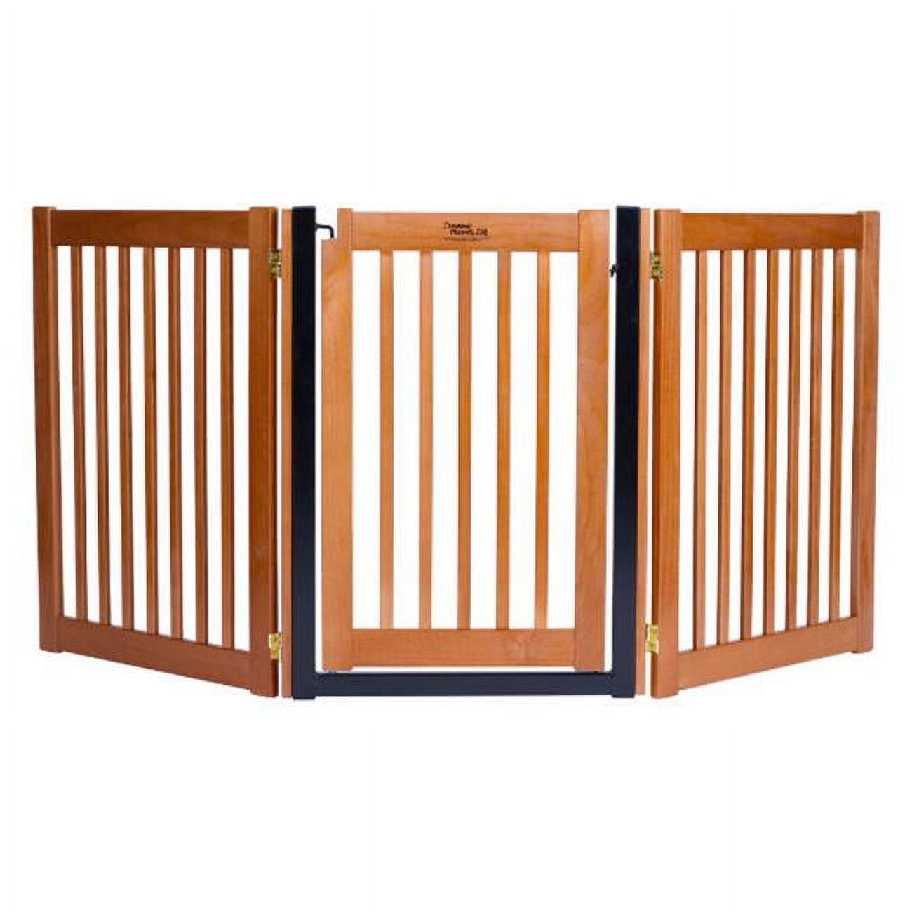 32" Highlander - 3 Panel Walk Through Free Standing Wood Pet Gate - Artisan Bronze