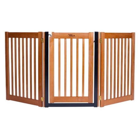 32" Highlander - 3 Panel Walk Through Free Standing Wood Pet Gate - Artisan Bronze