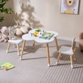 thumbnail image 4 of Costway Flower-shaped Kids Table Set with 2 Child-sized Chairs Solid Pine Wood Legs White, 4 of 10